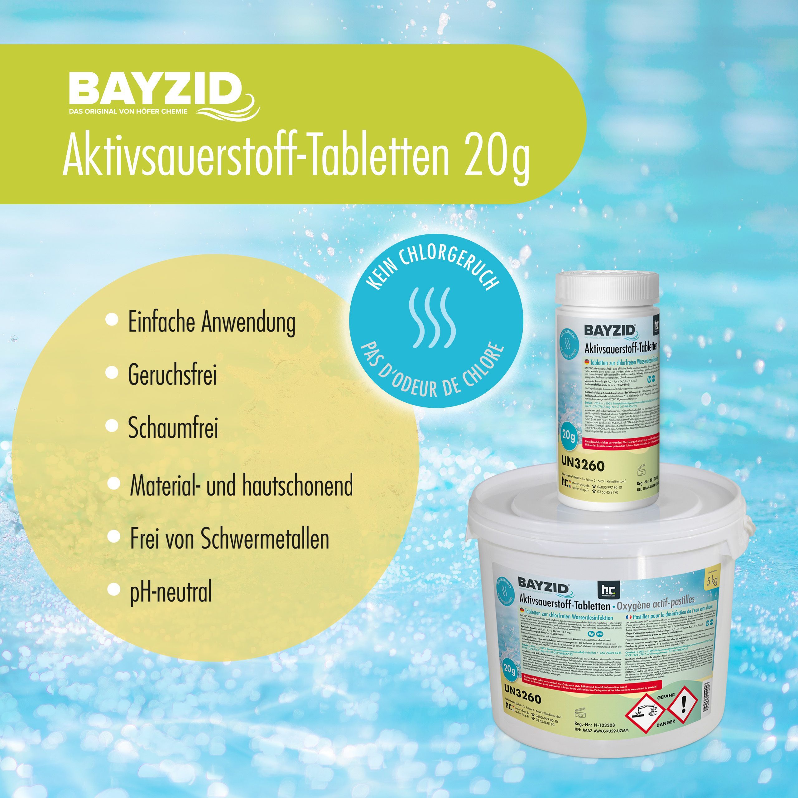 1 kg BAYZID® Aktivsauerstoff Tabletten 20g für Pools