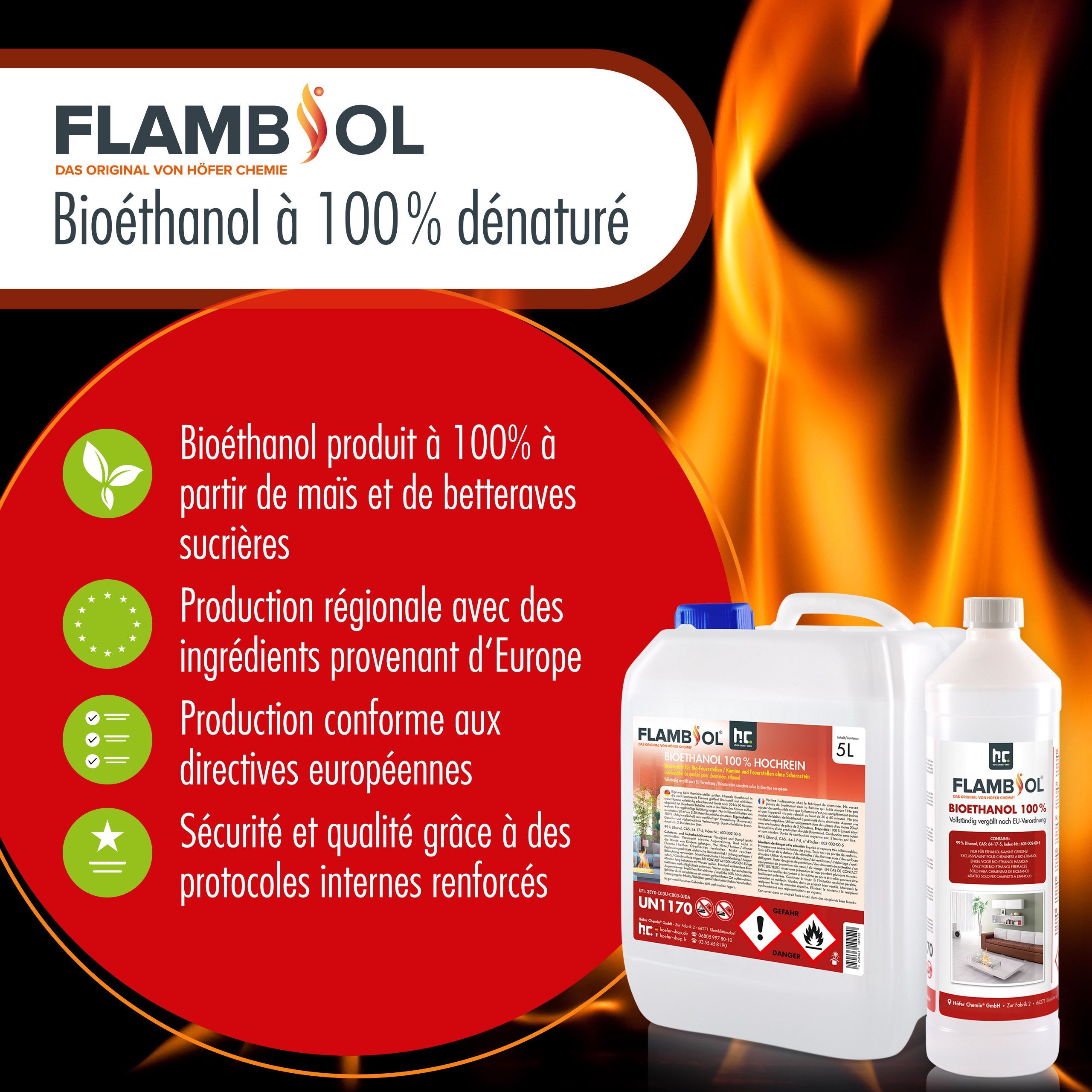 10 L FLAMBIOL® Bioethanol 100% Hochrein