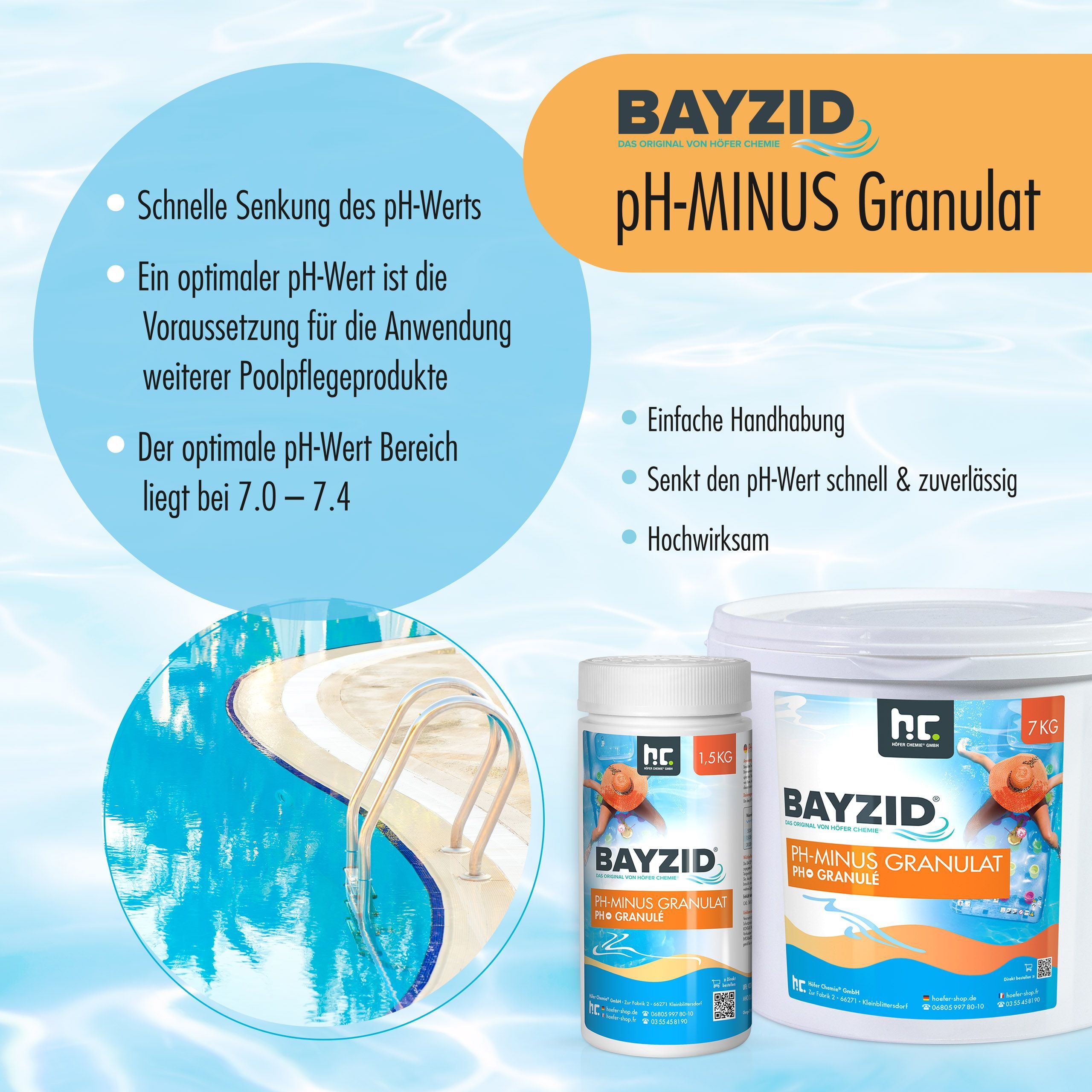 7 kg BAYZID® pH Minus Granulat für den Pool
