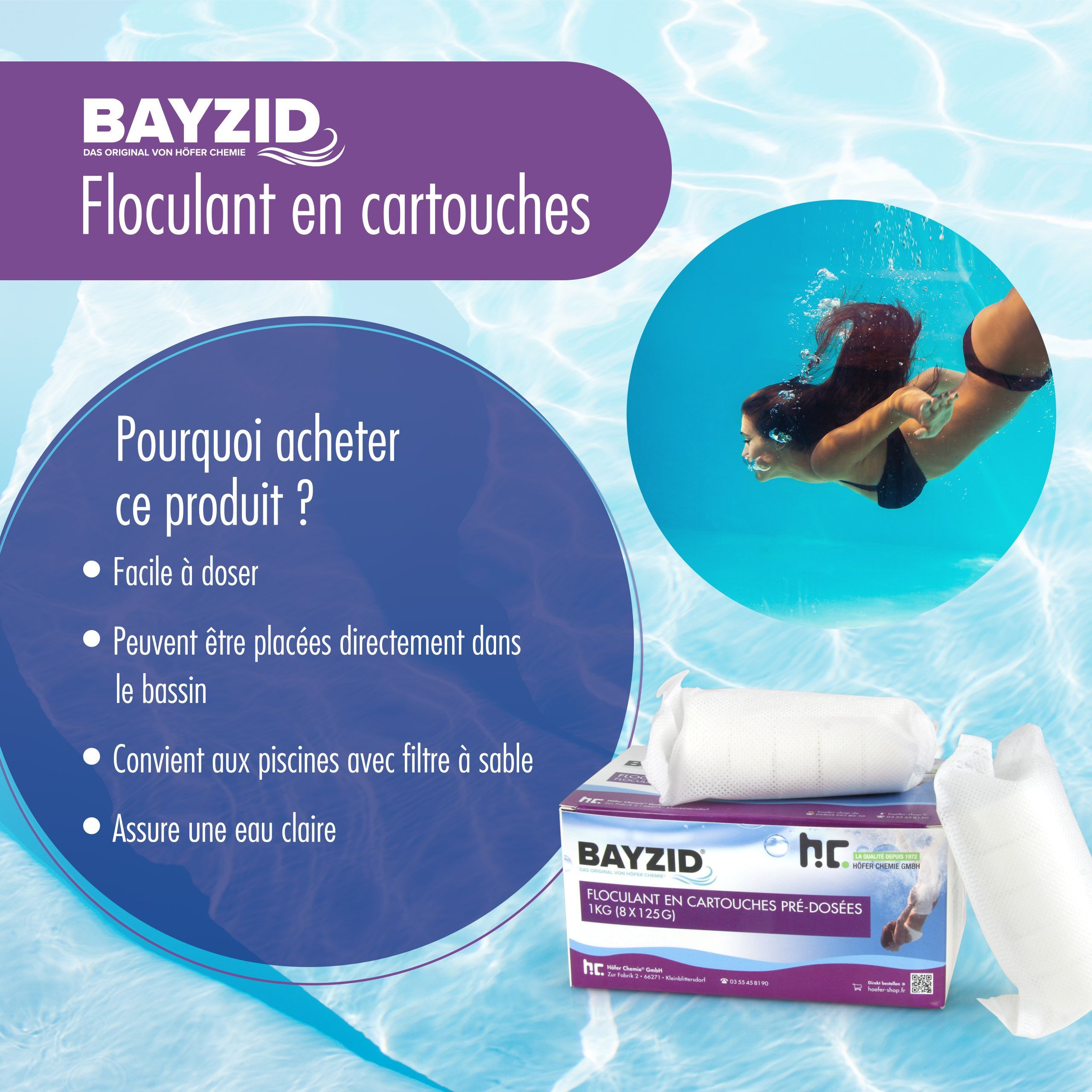 1 kg BAYZID® Flockkartusche für Pools