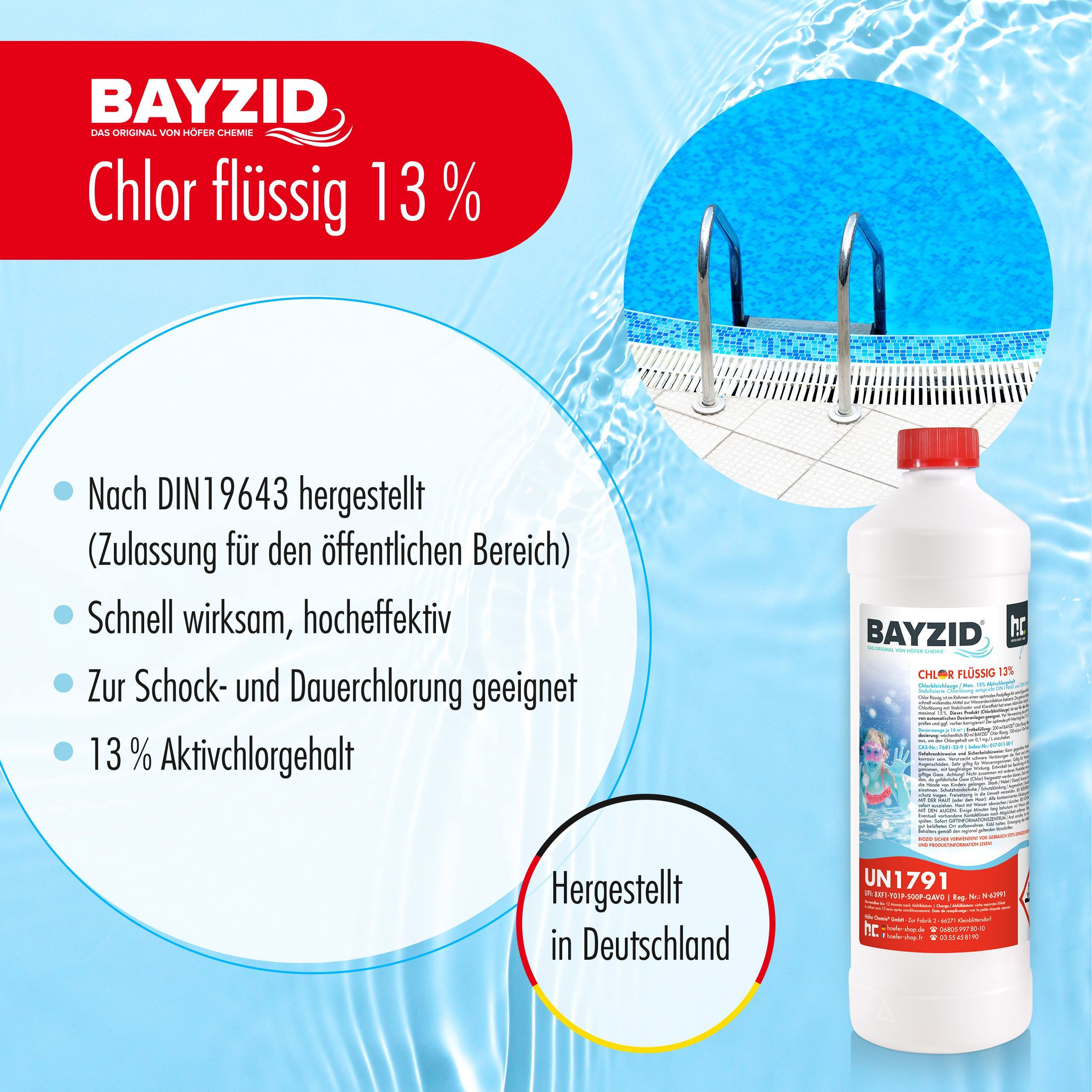 1 kg BAYZID® Chlor 13% flüssig für Pools