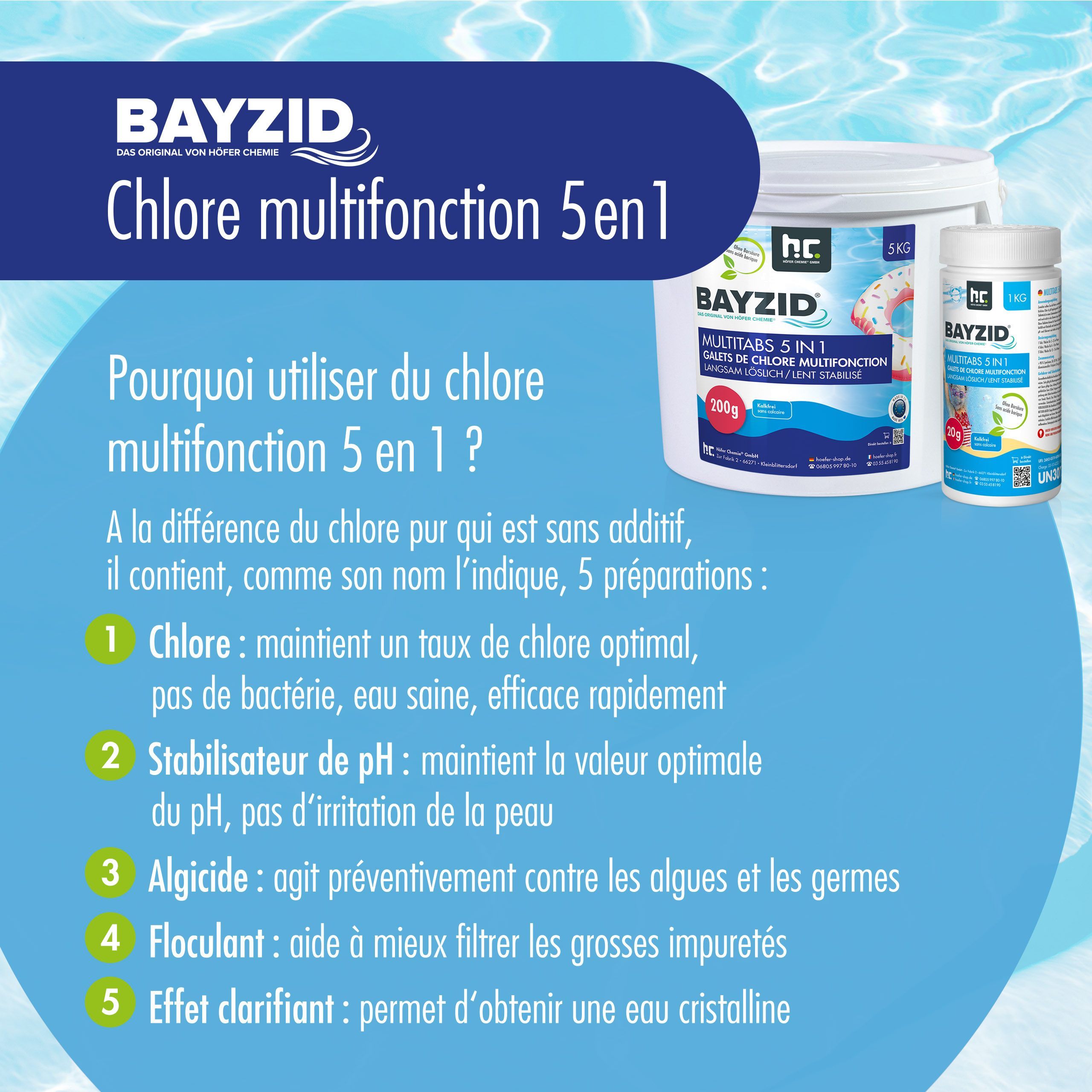 1 kg BAYZID® Multitabs 20g 5in1 für Pools