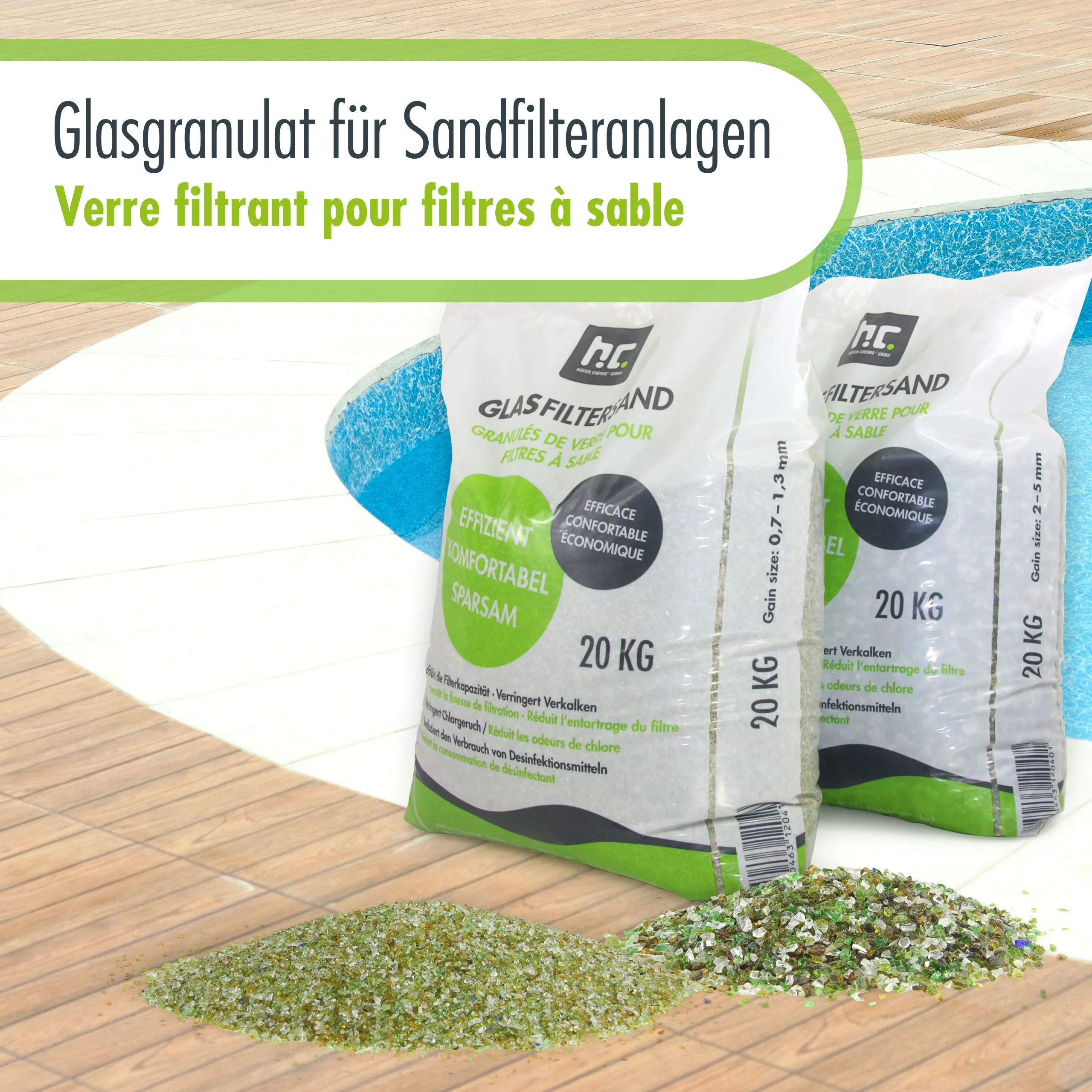 2 x 20 kg Spezial Glasgranulat für Sandfilteranlagen - Set
