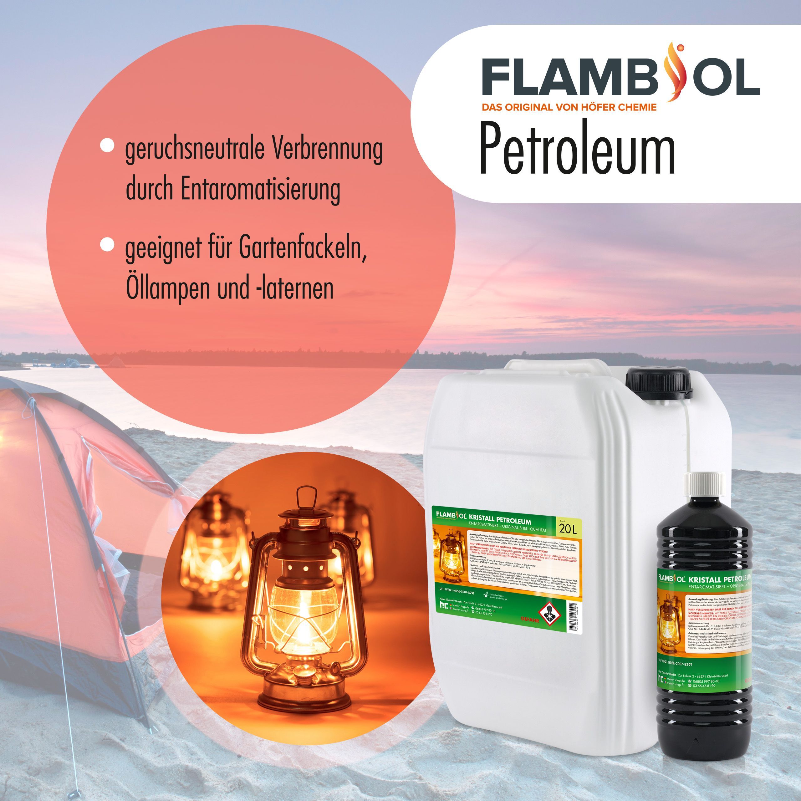 1 L FLAMBIOL® Petroleum Heizöl in Flaschen