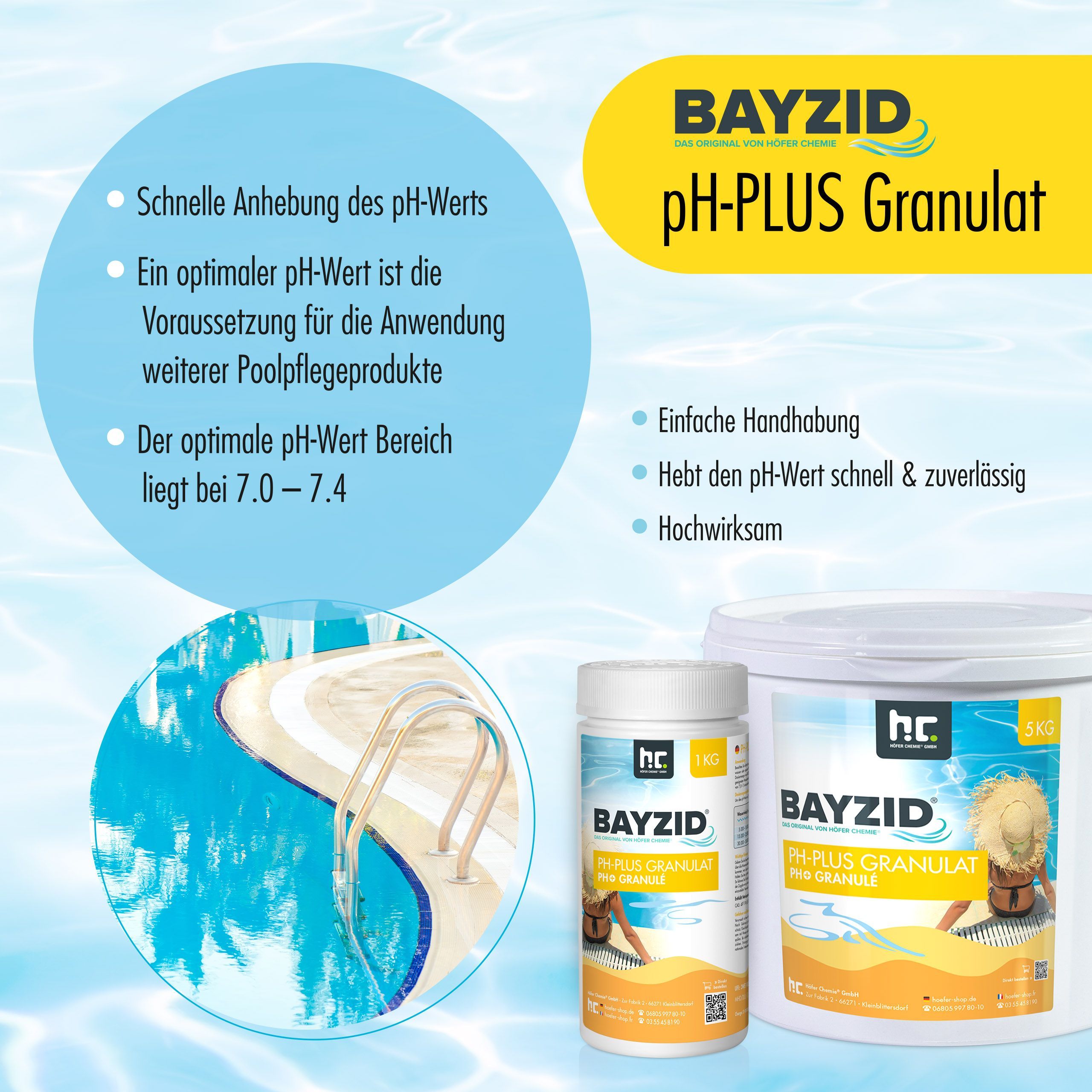 1 kg BAYZID® pH Plus Granulat für den Pool