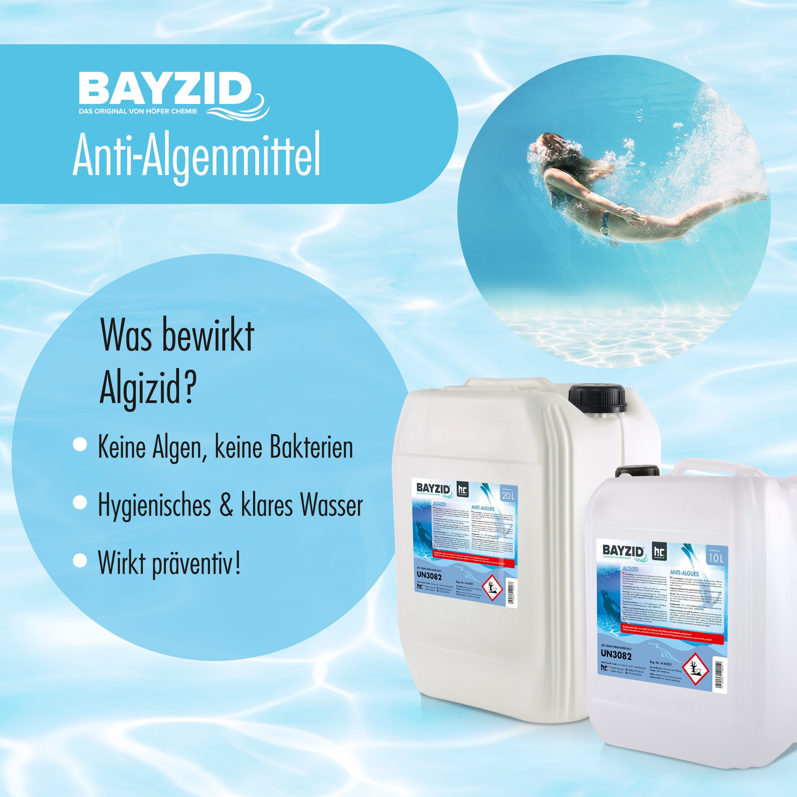 5 L BAYZID® Algizid Algenverhütung für Pools