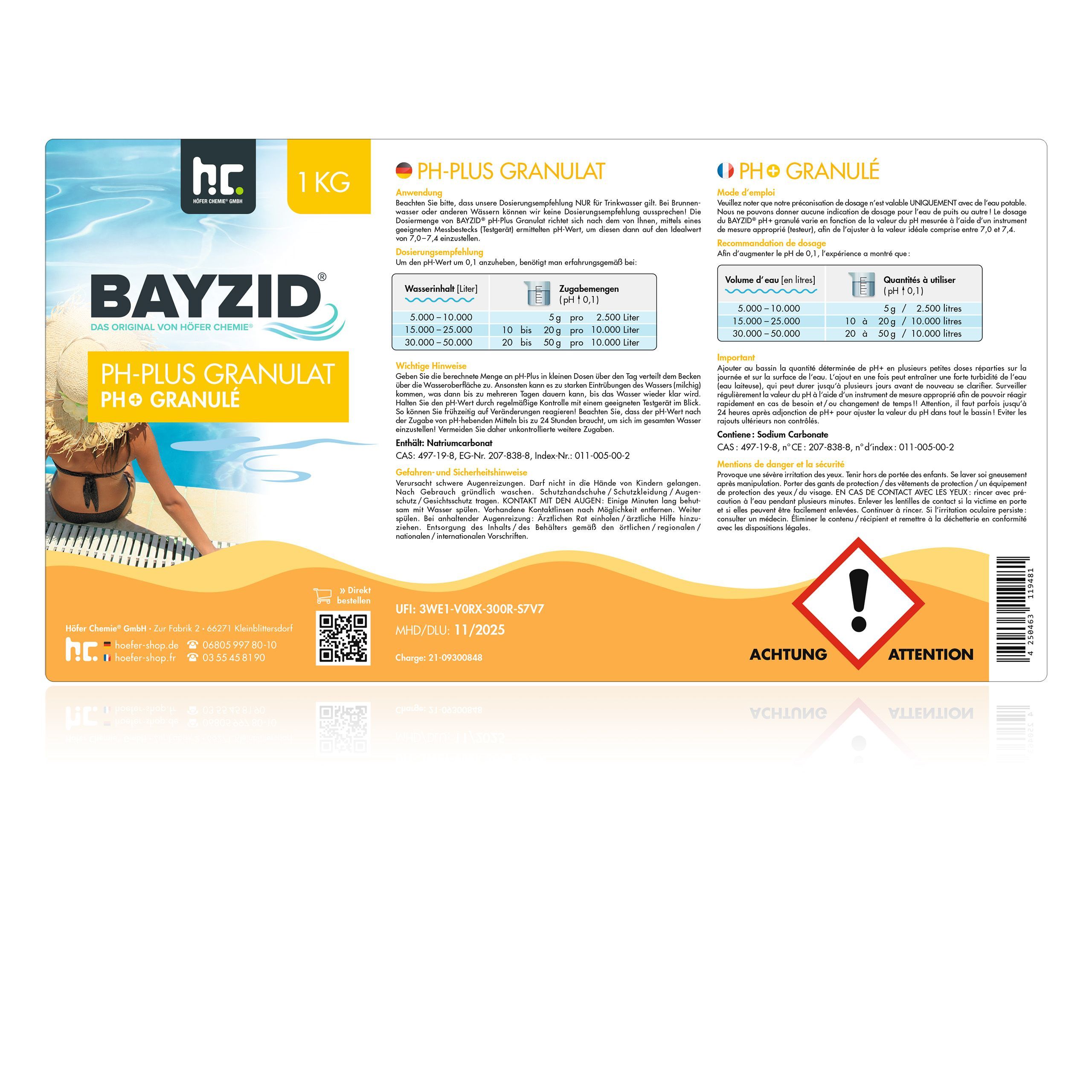 1 kg BAYZID® pH Plus Granulat für den Pool