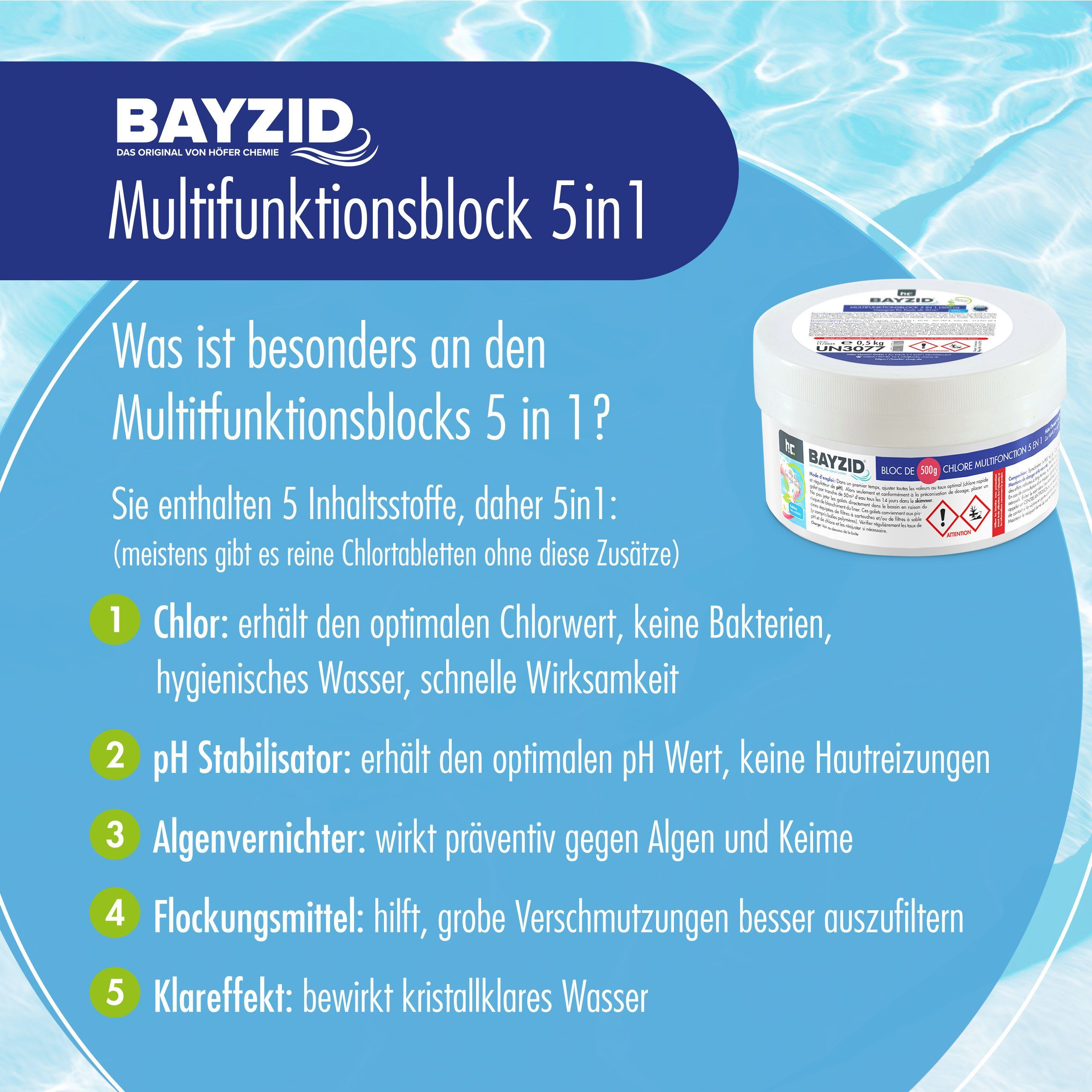 500 g BAYZID® Multiblock 5in1 für Pools