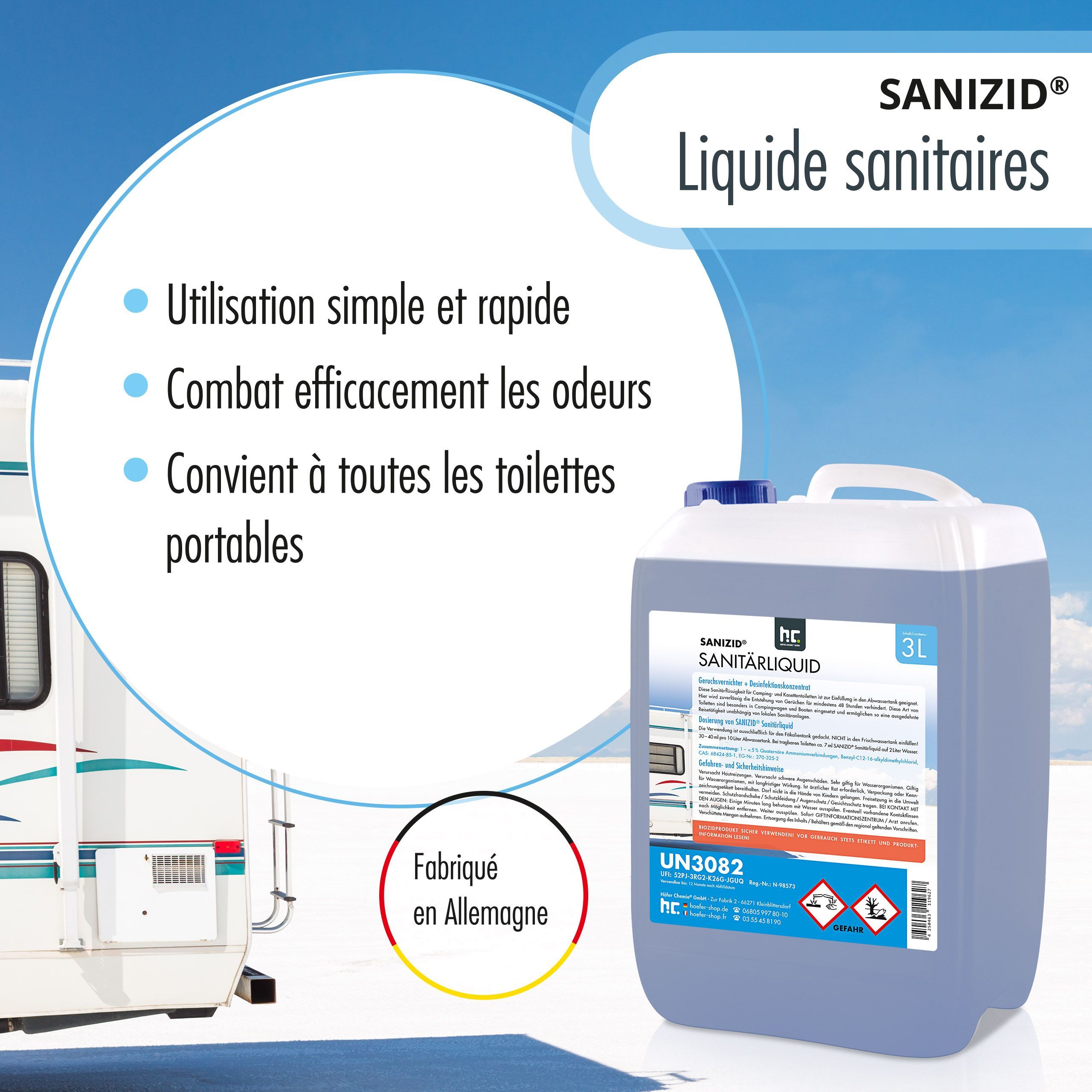 3 L Sanizid ® Sanitärliquid für Campingtoiletten