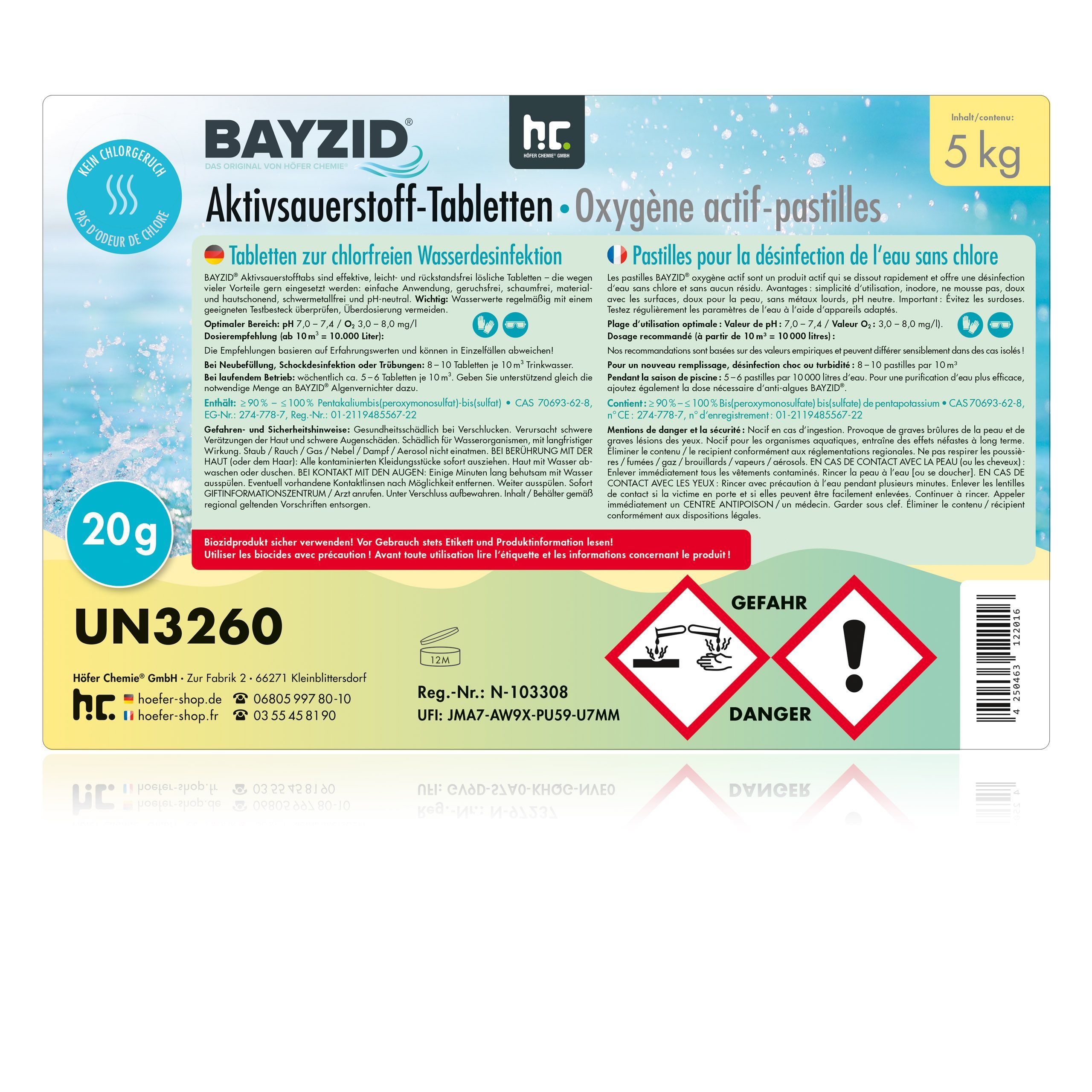 5 kg BAYZID® Aktivsauerstoff Tabletten 20g für Pools
