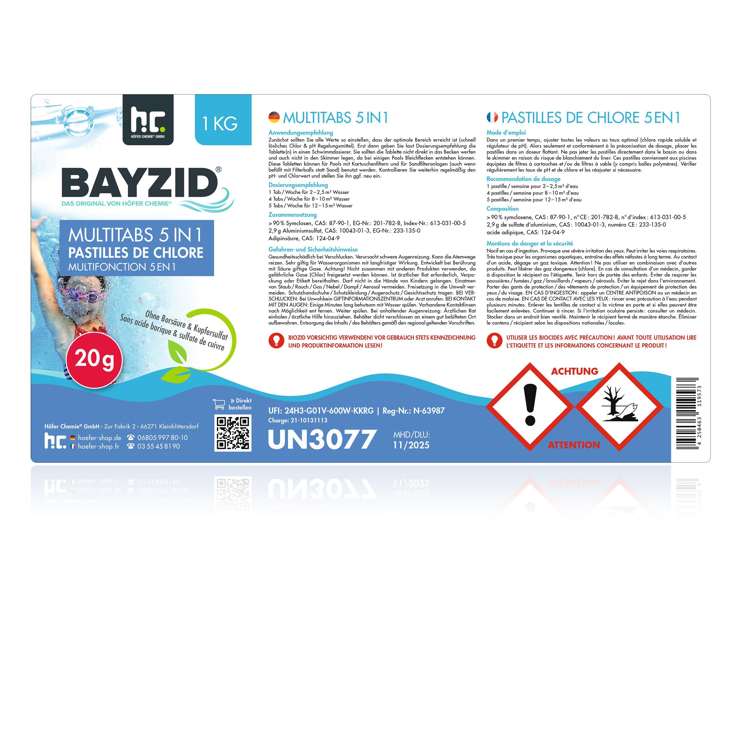 1 kg BAYZID® Multitabs 20g 5in1 für Pools