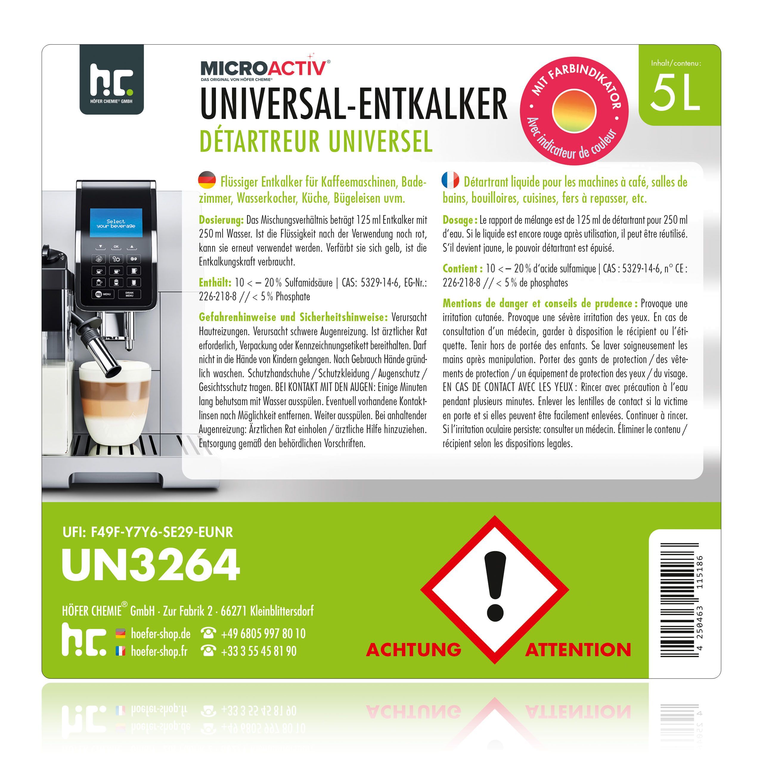 5 L Microactiv® Universal Entkalker mit Farbindikator