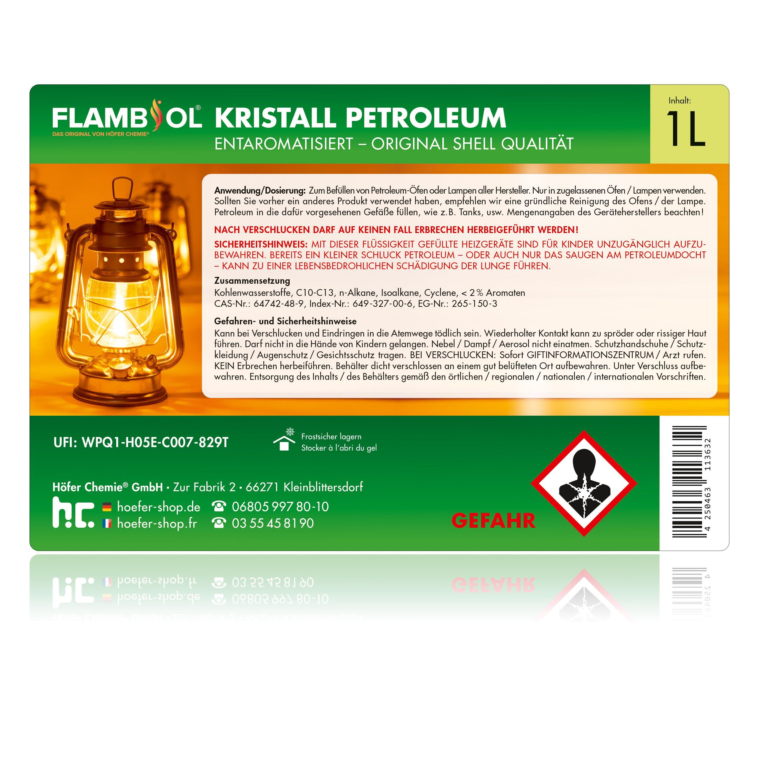 1 L FLAMBIOL® Petroleum Heizöl in Flaschen