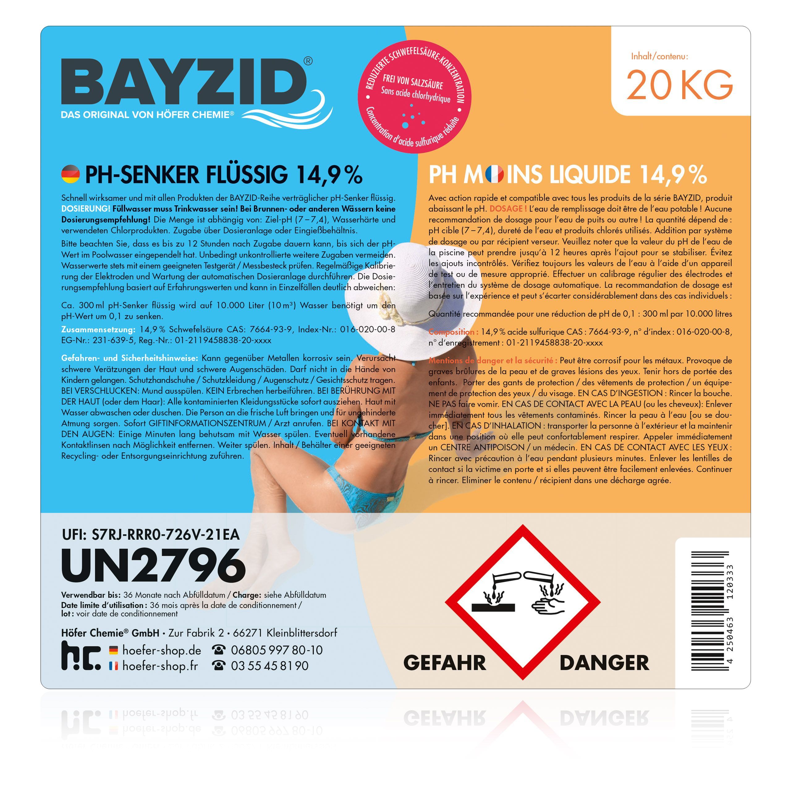 20 kg BAYZID® pH Minus flüssig 14,9%